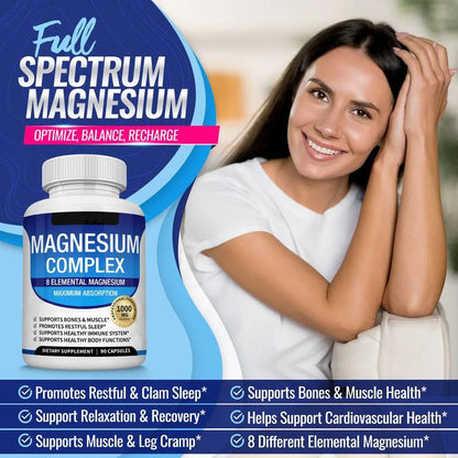 Hot Selling Fitness Edible Magnesium Complex Supplements Cross-Border In-Stock Magnesium Capsules Essential Minerals